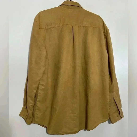 KNIGHTSBRIDGE men faux suede button down collared shirt western cowboy casual -L - Picture 4 of 11
